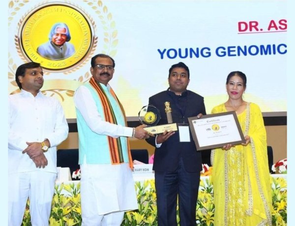 युवा जीनोमिक साइंटिस्ट डॉ. सी. पी. असीब को  डॉ. ए. पी. जे.अब्दुल कलाम इंस्पिरेशन अवार्ड