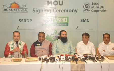 सूरत से ‘इको क्रांति’ का आरंभ, श्री श्री रविशंकर संग आर्ट ऑफ लिविंग का प्लास्टिक मुक्त भारत अभियान