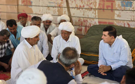 भोजासर में किसान धरने में शामिल हुए विधायक हरीश चौधरी, मुआवजे की मांग तेज
